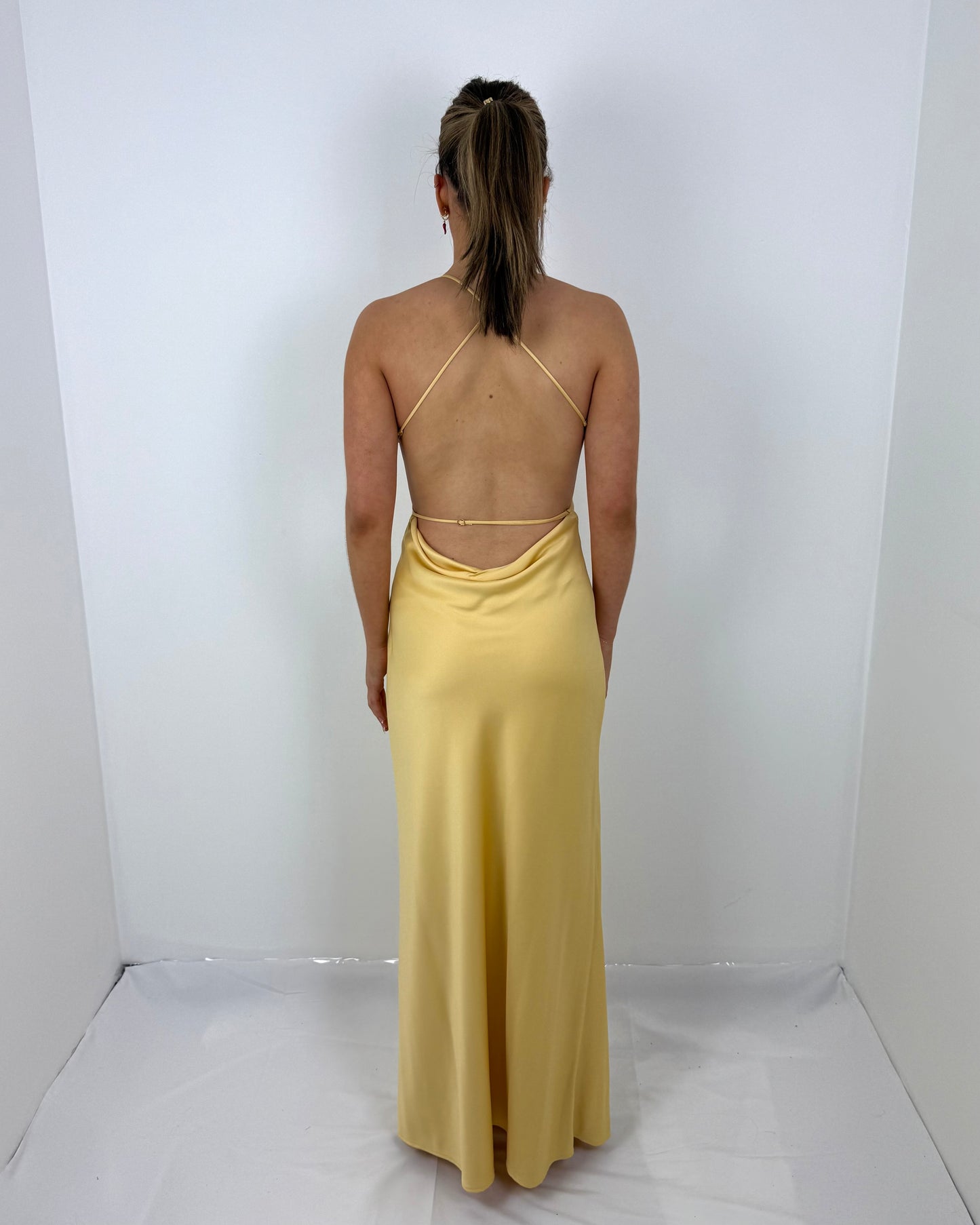 CUSTARD SATURATION POINT SLIP DRESS