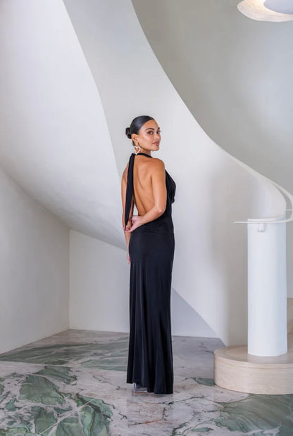SAINT PLUNGE MAXI DRESS BLACK