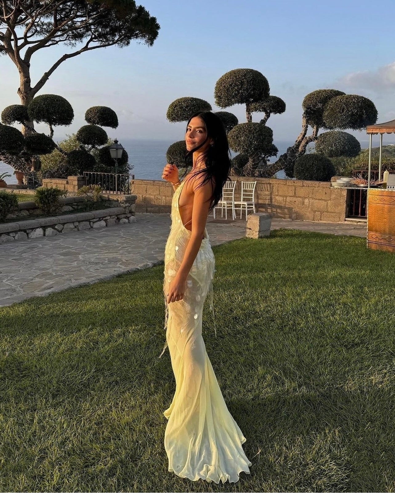 asteria sweetheart chiffon long dress A-Line Empire Floor Length with Beaded Straps and Split Front Line/Princess ASHLEYlauren Style 12258 - Chiffon