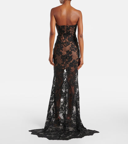 EMBELLISHED SHEER LACE DRESS