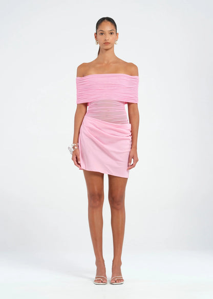 NICO OFF SHOULDER PINK MINI