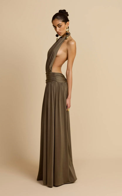 KHAKI SANTINA DRESS