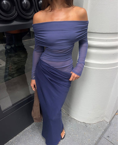NAVY YASMIN OFF SHOULDER MAXI - SALE