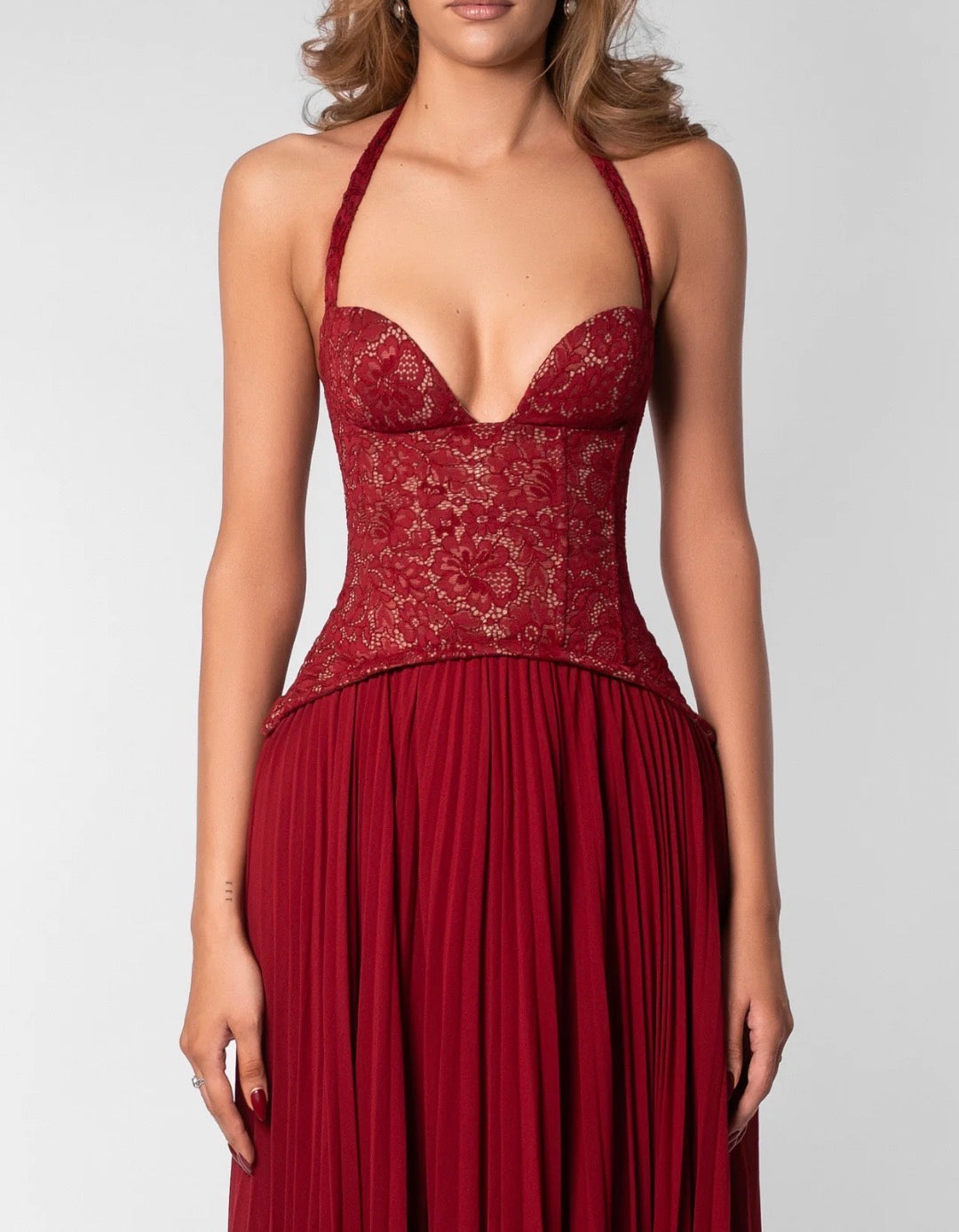RED GAIA HALTER DRESS
