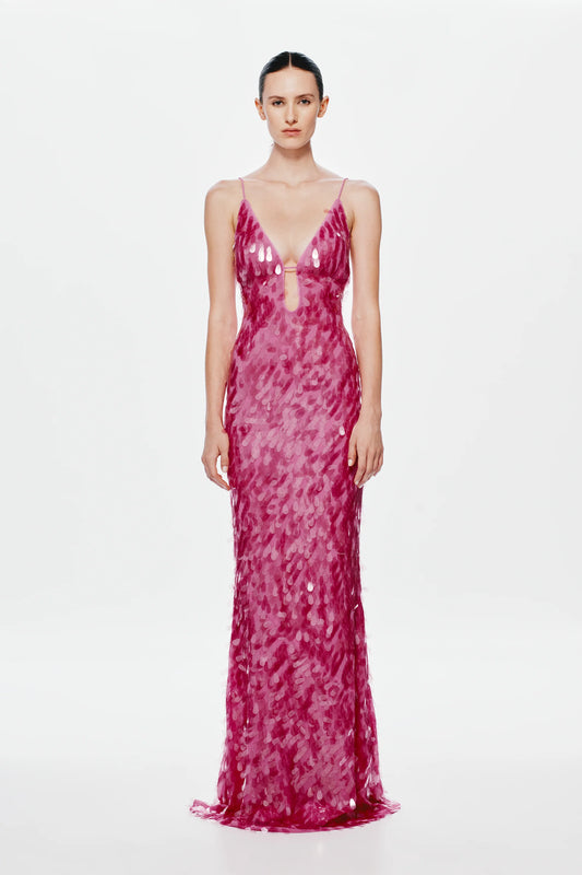 FUCHSIA SAPPHIRE SEQUIN MAXI DRESS