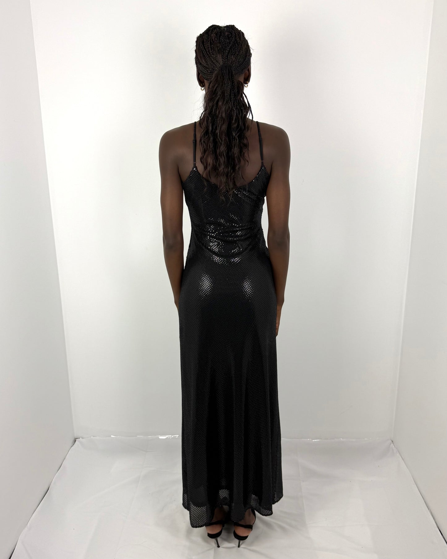 BLACK HIGH VOLTAGE SLIP DRESS