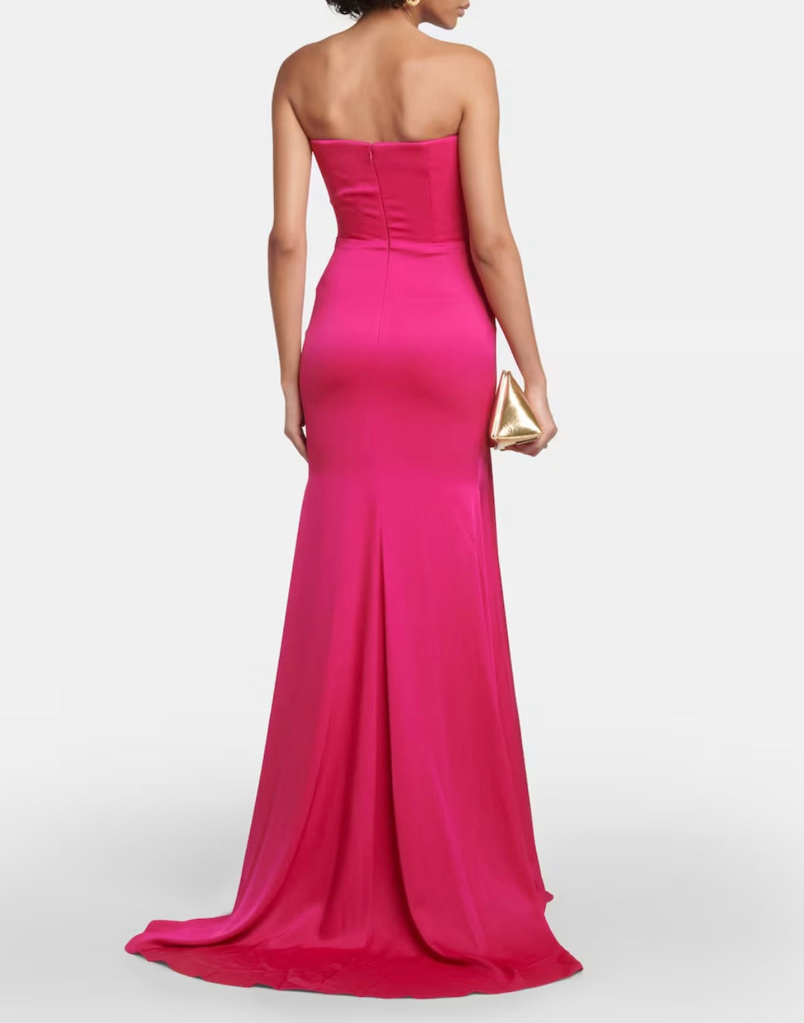 STRAPLESS DRAPED CRÊPE SATIN GOWN