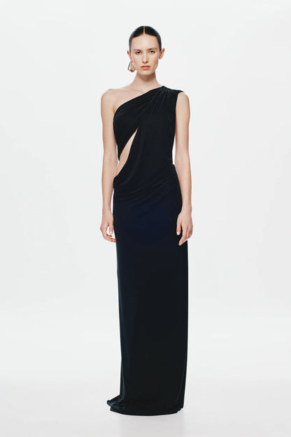 BLACK SOLSTICE CUPRO DRESS