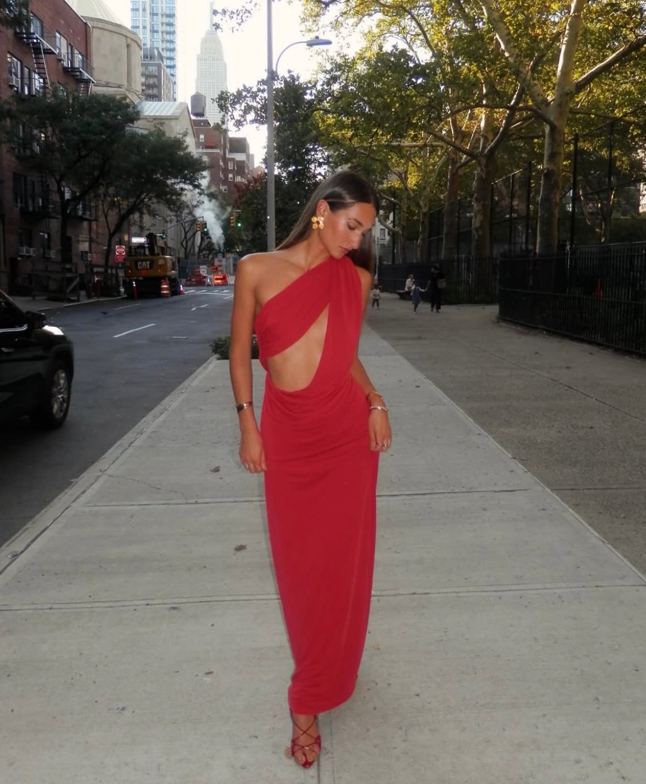 RED SOLSTICE CUPRO DRESS