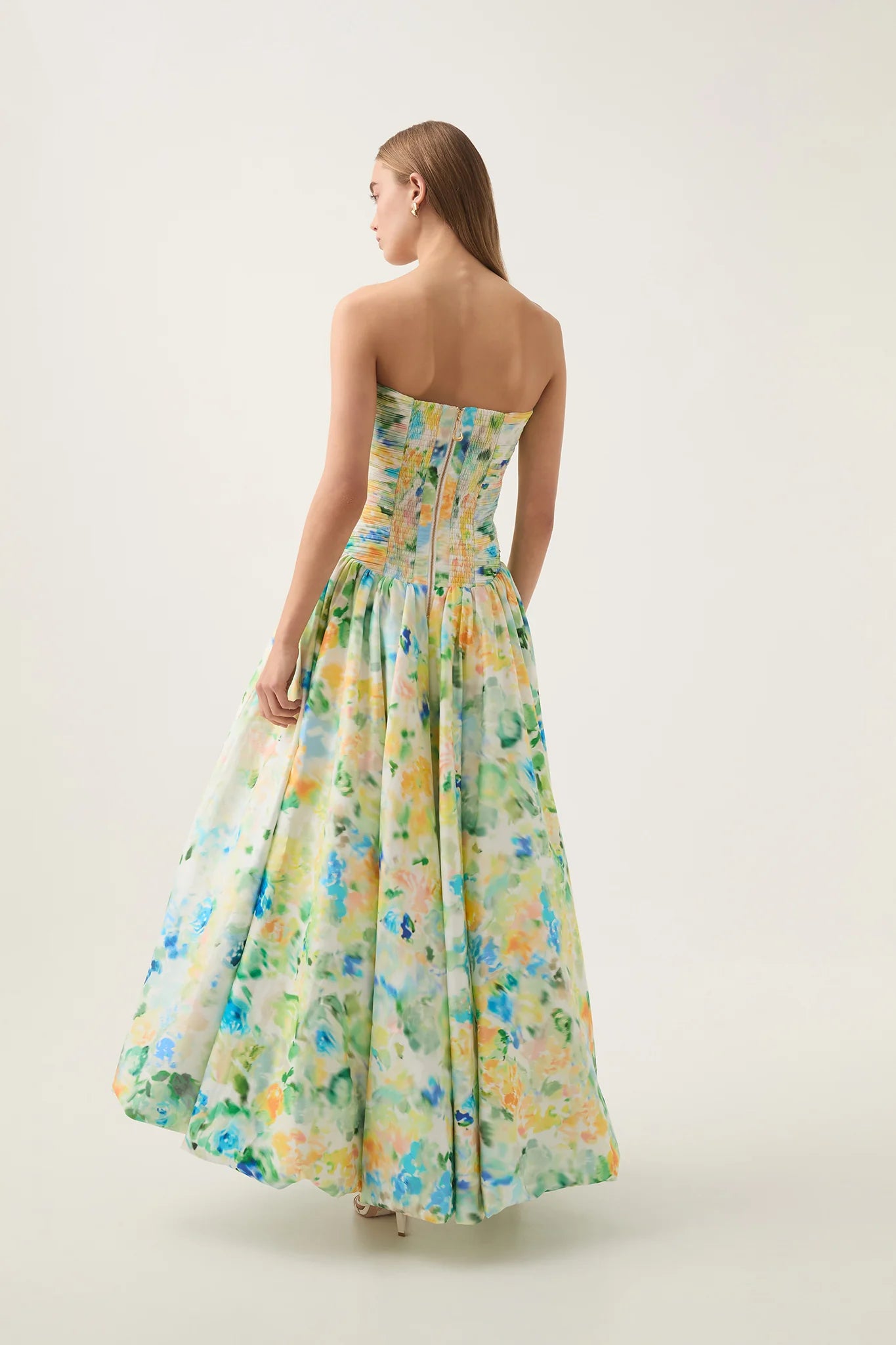 FLORAL HAZE BUBBLE HEM MAXI