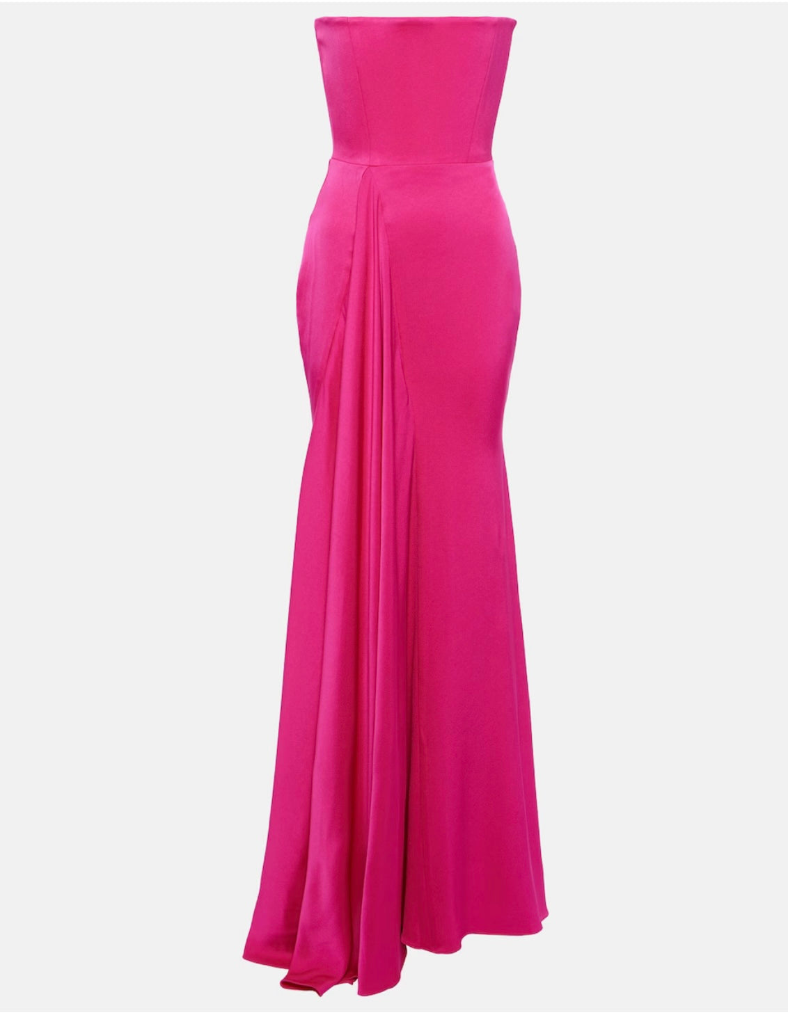 STRAPLESS DRAPED CRÊPE SATIN GOWN