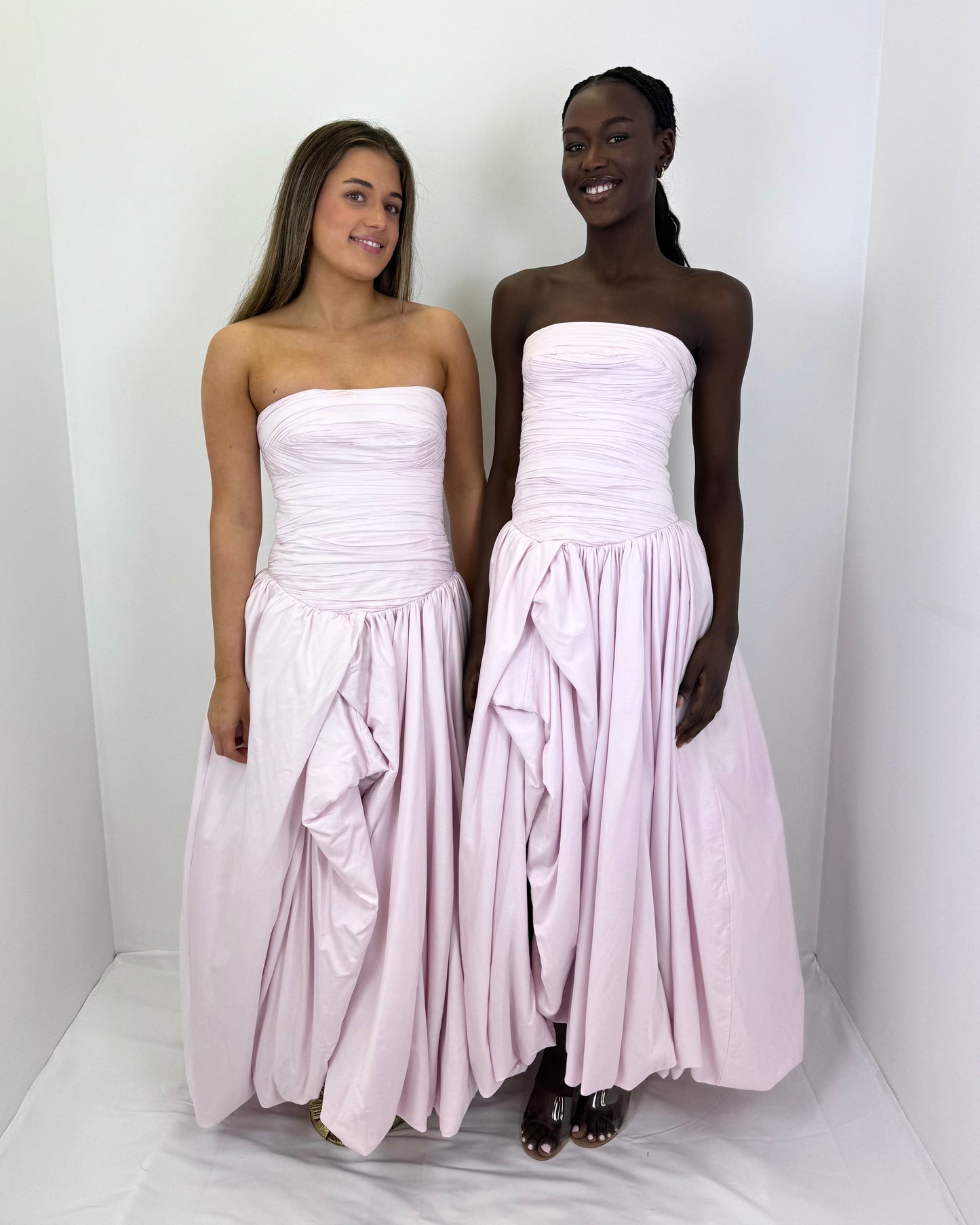 PASTEL PINK BUBBLE HEM MAXI