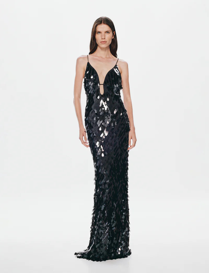 BLACK SAPPHIRE SEQUIN MAXI DRESS