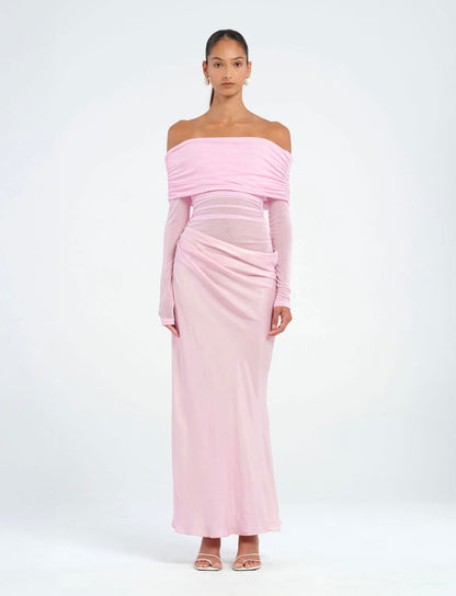 PINK YASMIN OFF SHOULDER MAXI - SALE