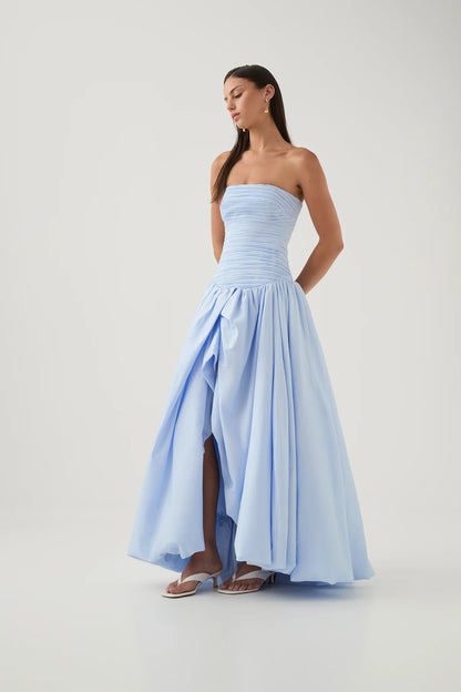 PEARL BLUE BUBBLE HEM MAXI