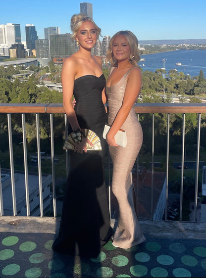 ROSE GOLD ROUND NECK GOWN - SALE