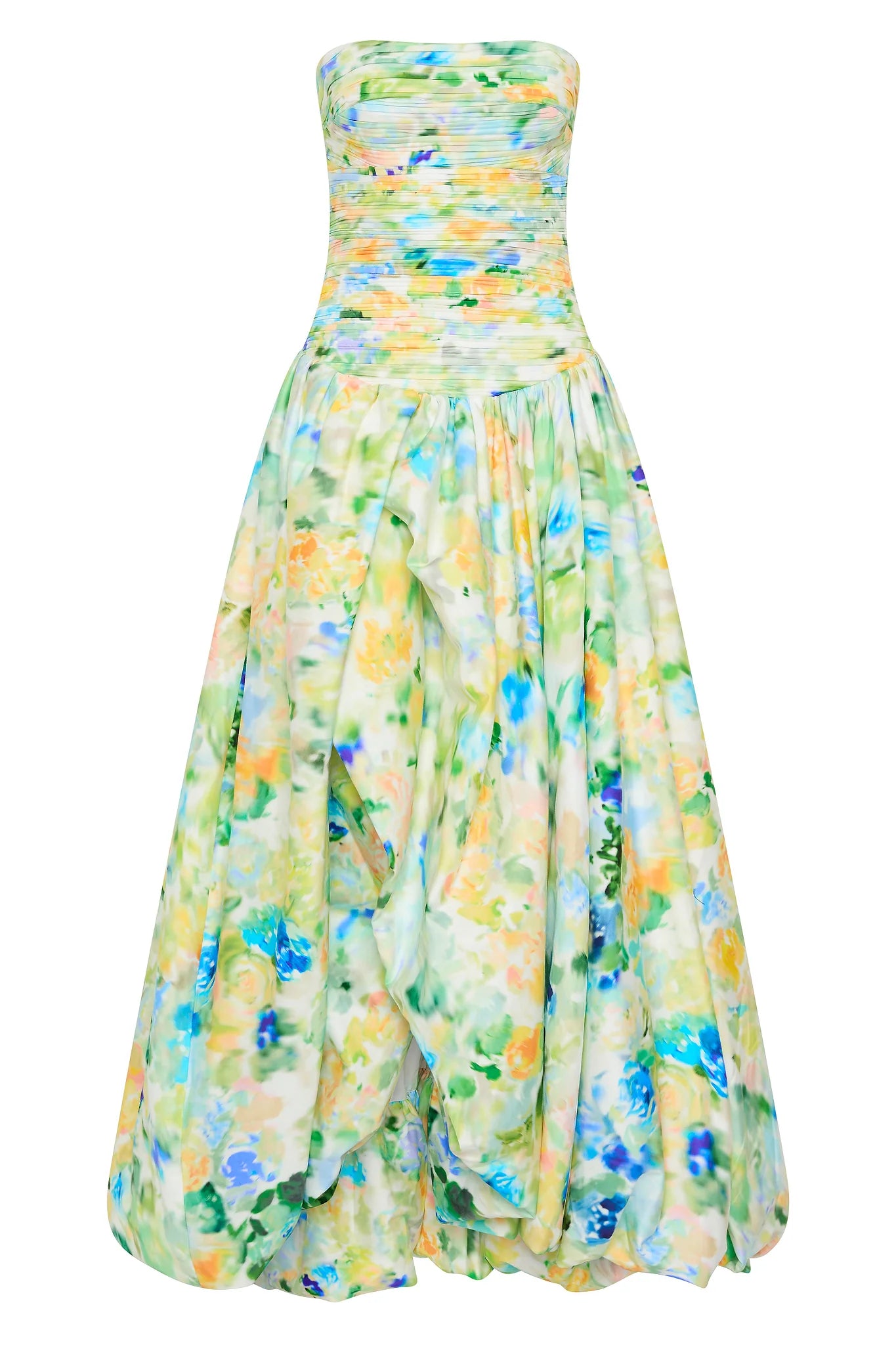 FLORAL HAZE BUBBLE HEM MAXI