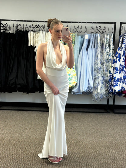 WHITE HALTERNECK DRESS