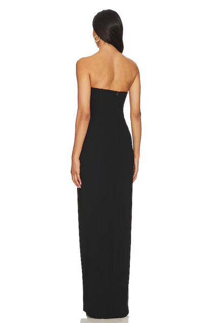BLACK STRAPLESS PUZZLE GOWN