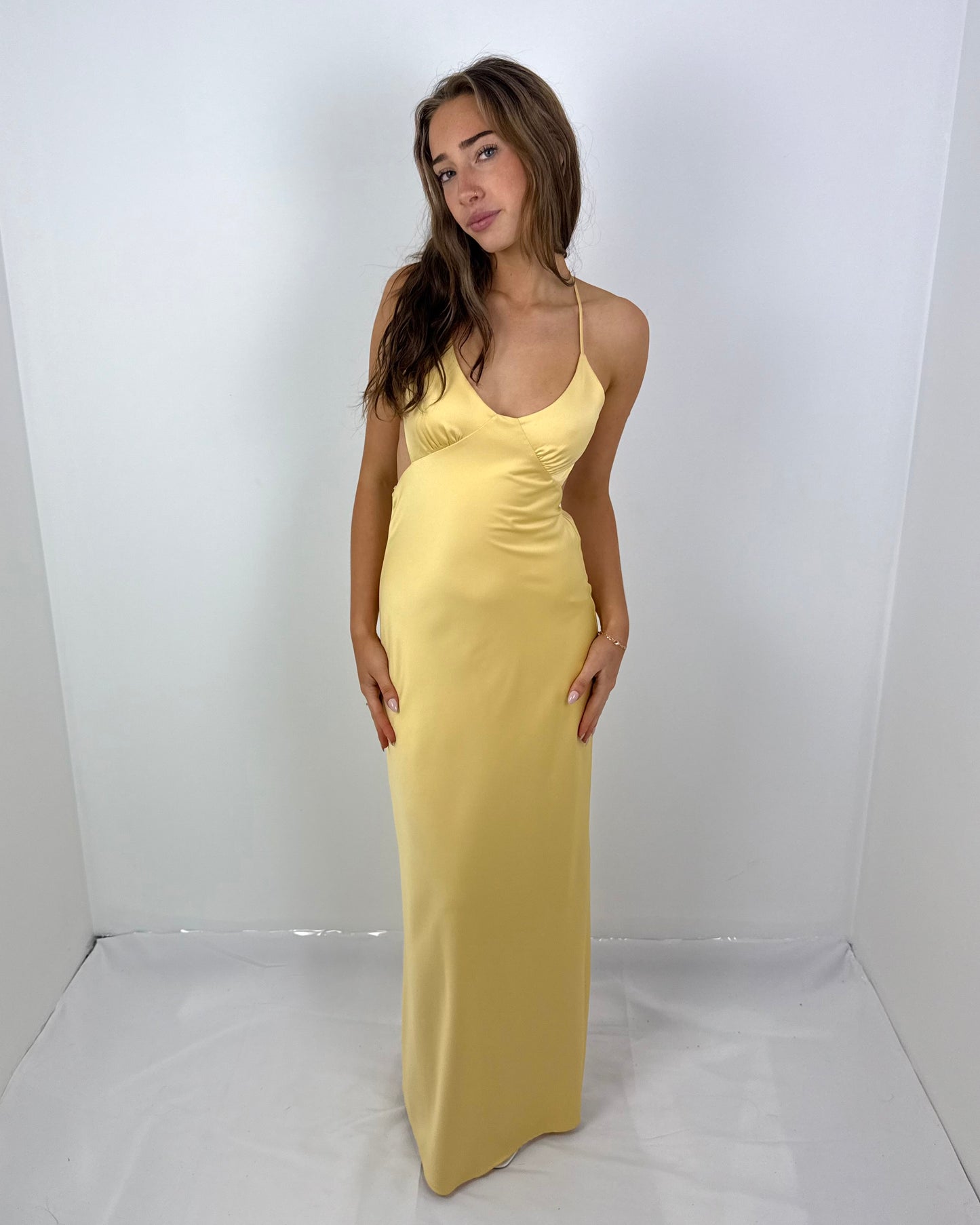 CUSTARD SATURATION POINT SLIP DRESS