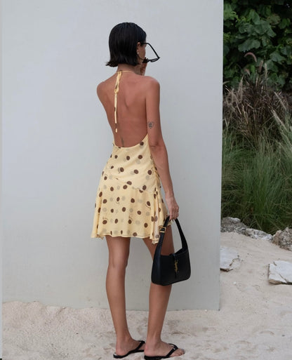 HARLOW HALTER POLKA DRESS