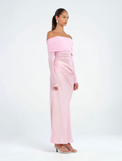 PINK YASMIN OFF SHOULDER MAXI - SALE