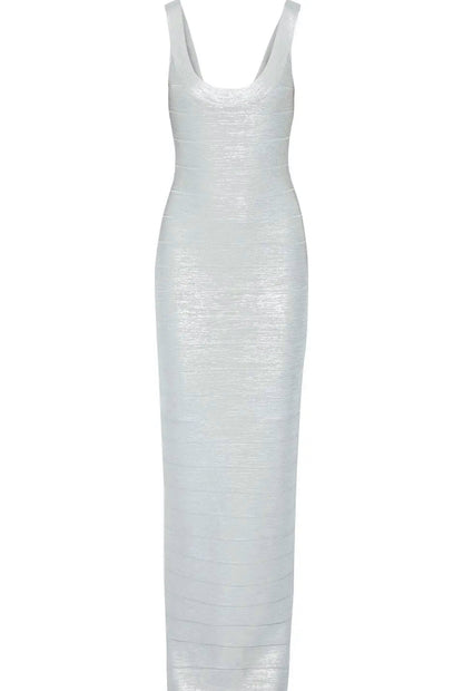SILVER ROUND NECK GOWN - SALE