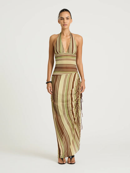MARNIE EARTH STRIPE MAXI DRESS
