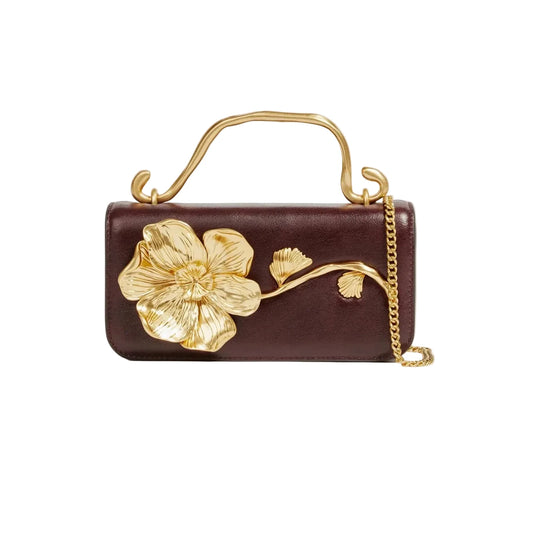 CELESTE FLOWER CLUTCH - MERLOT