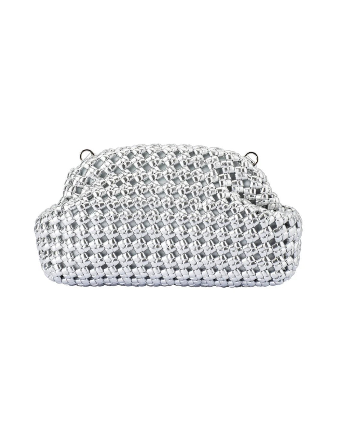 SILVER EVERLY HAND WOVEN CLUTCH