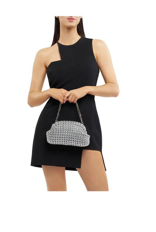 SILVER EVERLY HAND WOVEN CLUTCH