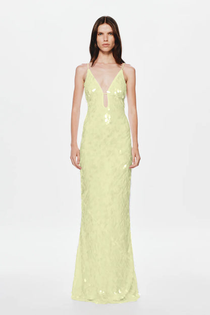 LEMON SAPPHIRE SEQUIN MAXI DRESS