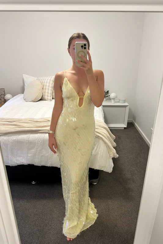 LEMON SAPPHIRE SEQUIN MAXI DRESS