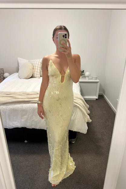 LEMON SAPPHIRE SEQUIN MAXI DRESS