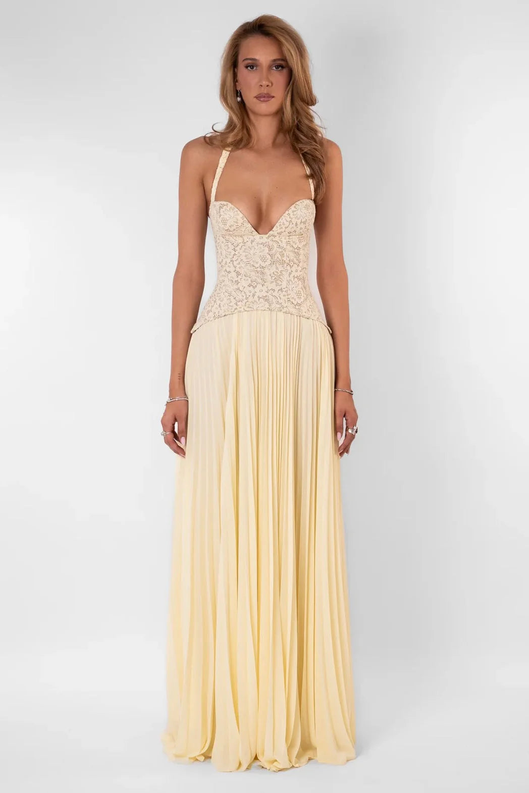 YELLOW GAIA HALTER DRESS