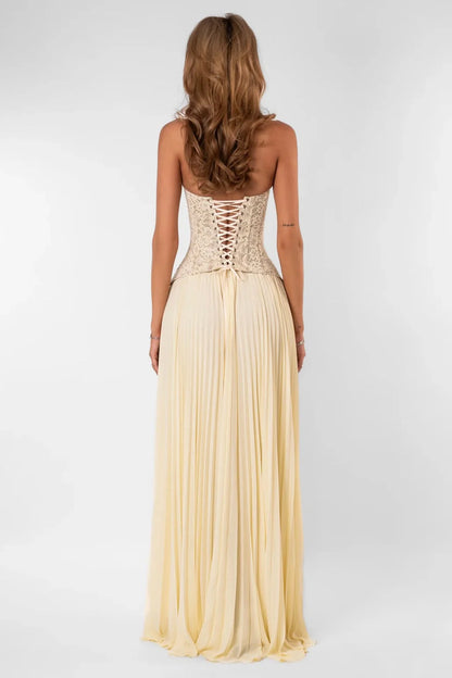 YELLOW GAIA HALTER DRESS