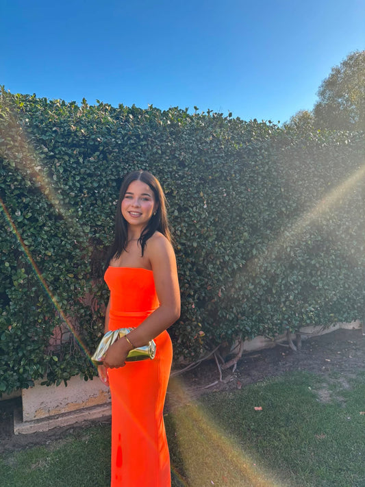 ORANGE CASSIDY STRAPLESS COLUMN GOWN