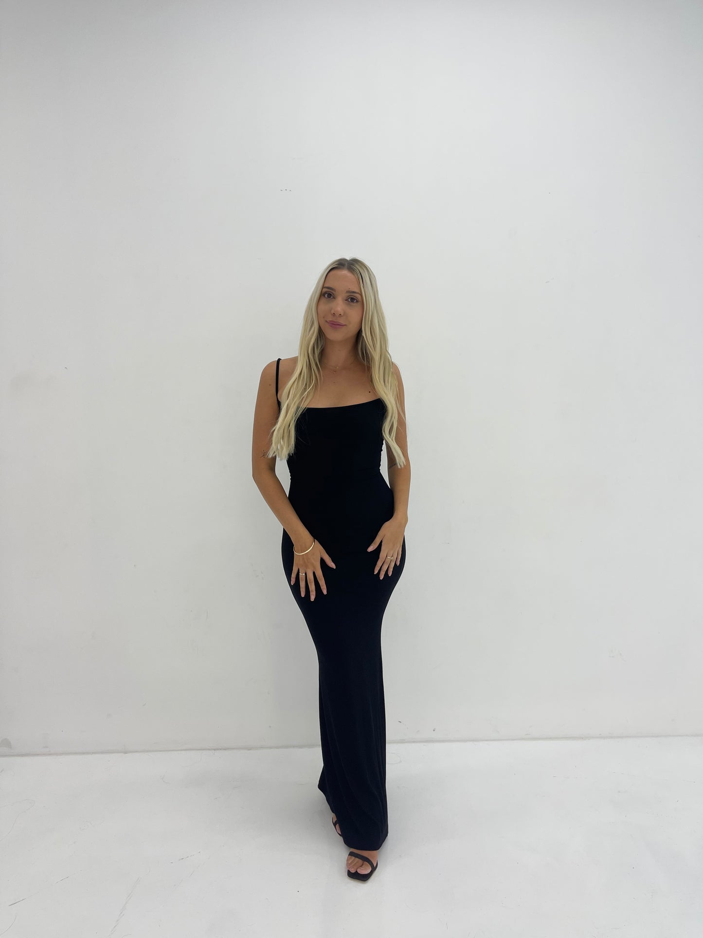 BLACK LOUNGE SLIP DRESS