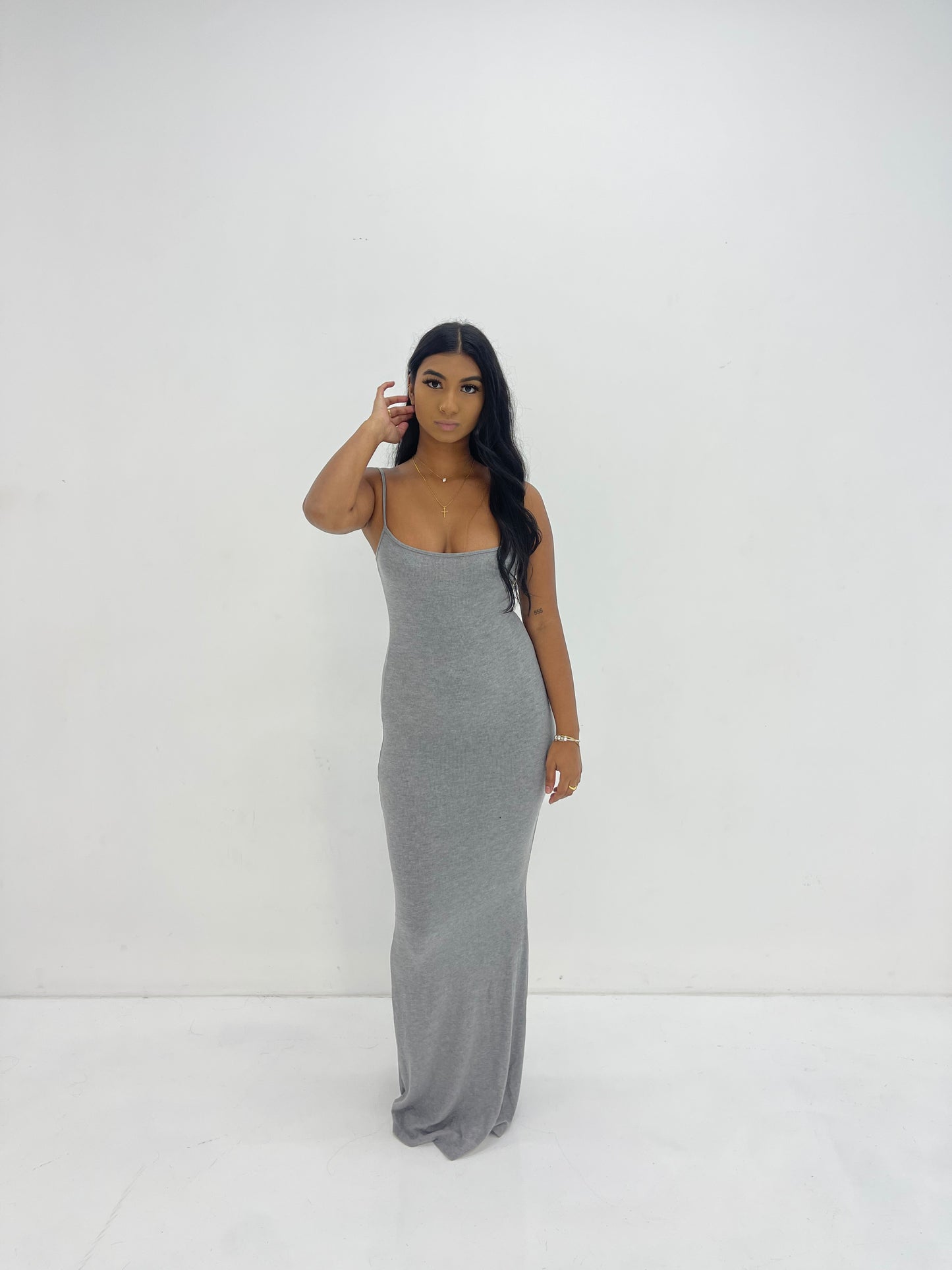 GREY LOUNGE SLIP DRESS