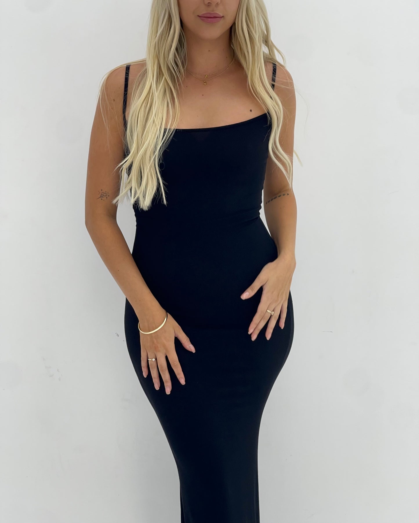 BLACK LOUNGE SLIP DRESS