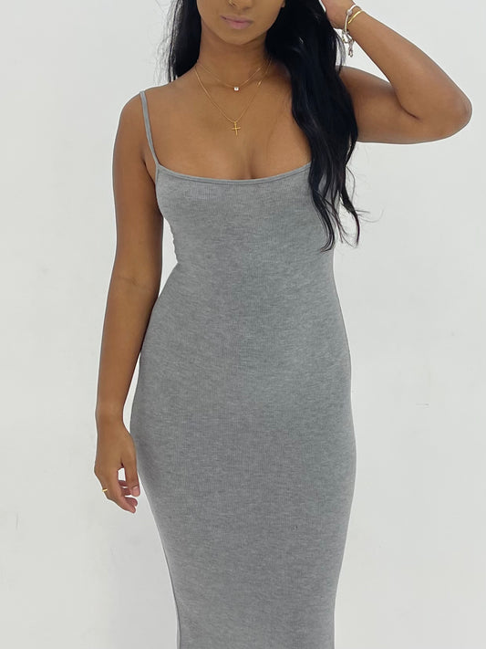 GREY LOUNGE SLIP DRESS