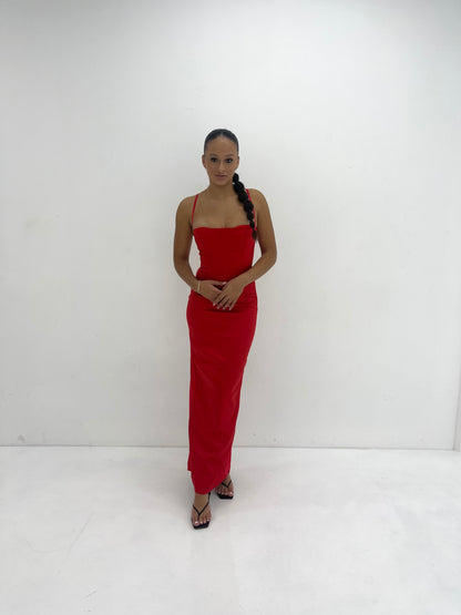 RED SHANI CORSET DRESS - SALE